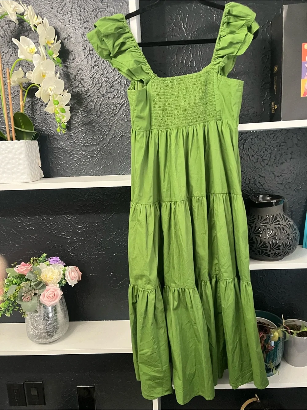 Abercrombie & Fitch Olive Green Tiered Maxi Dress